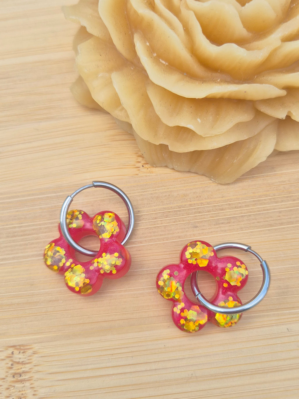 Pampilles Nala rouges paillettes dorées