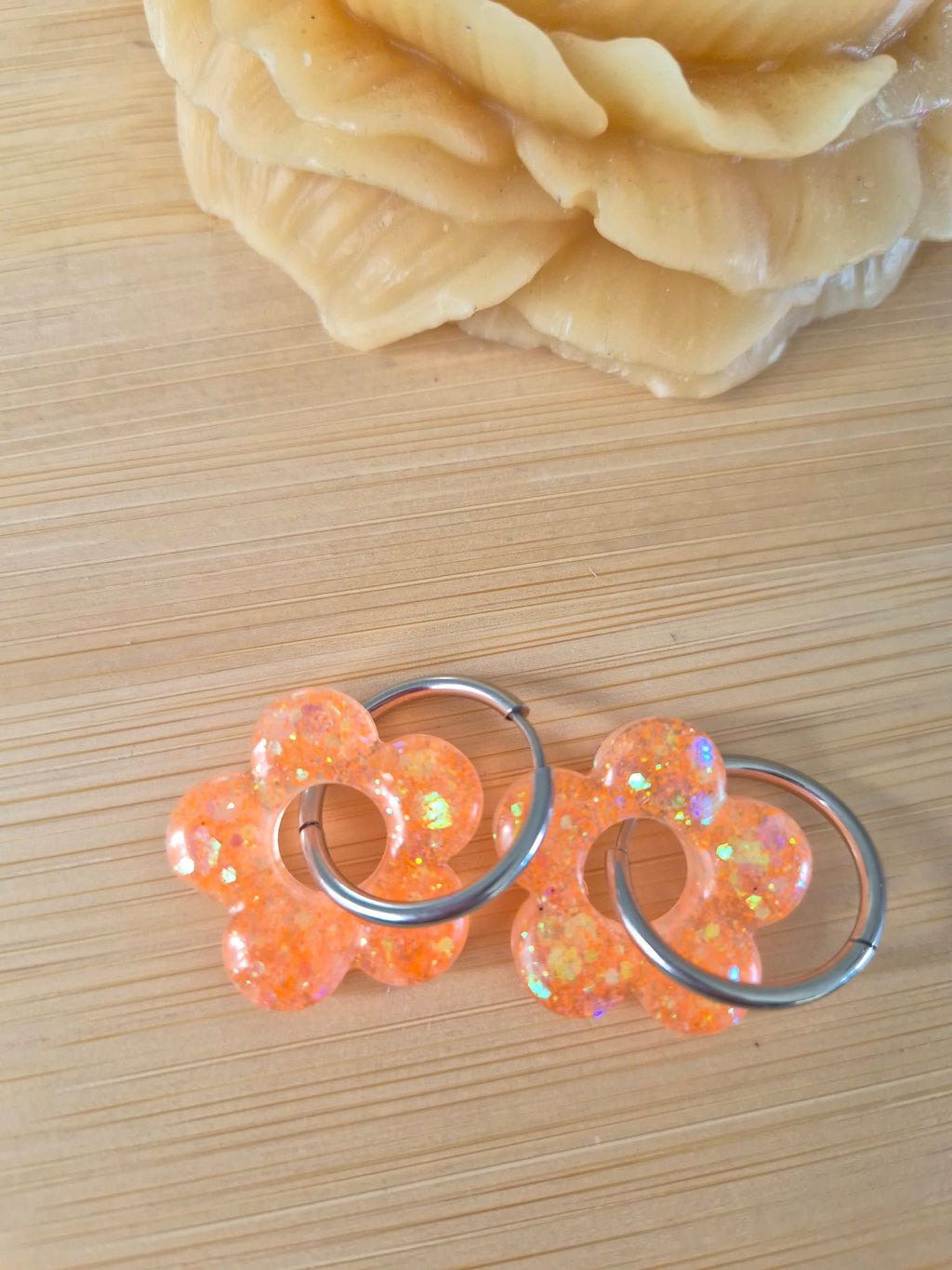 Pampilles Nala orange à paillettes