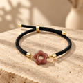 Bracelet cordon noir pampille marron