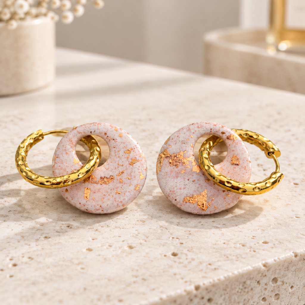 Pampilles rondes roses gold