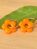Pampilles fleurs orange fluo